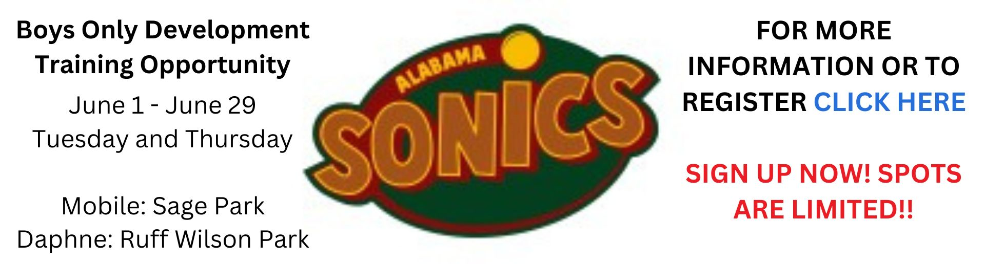 Alabama Sonics June Camp Opportunity